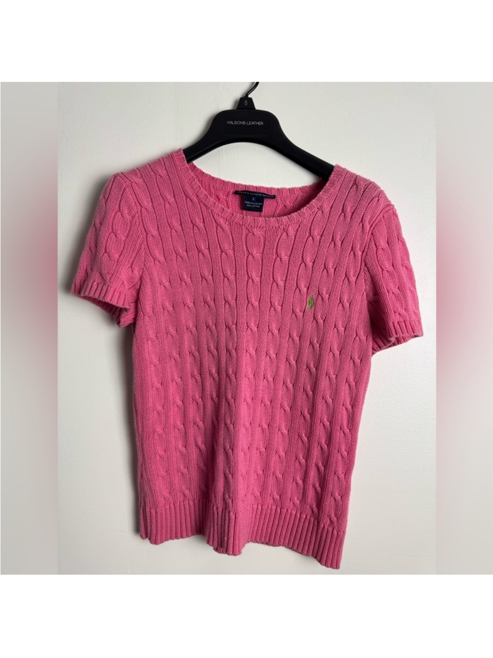 Polo Ralph Lauren Sport Pink Cable Knit Short Sleeve Sweater